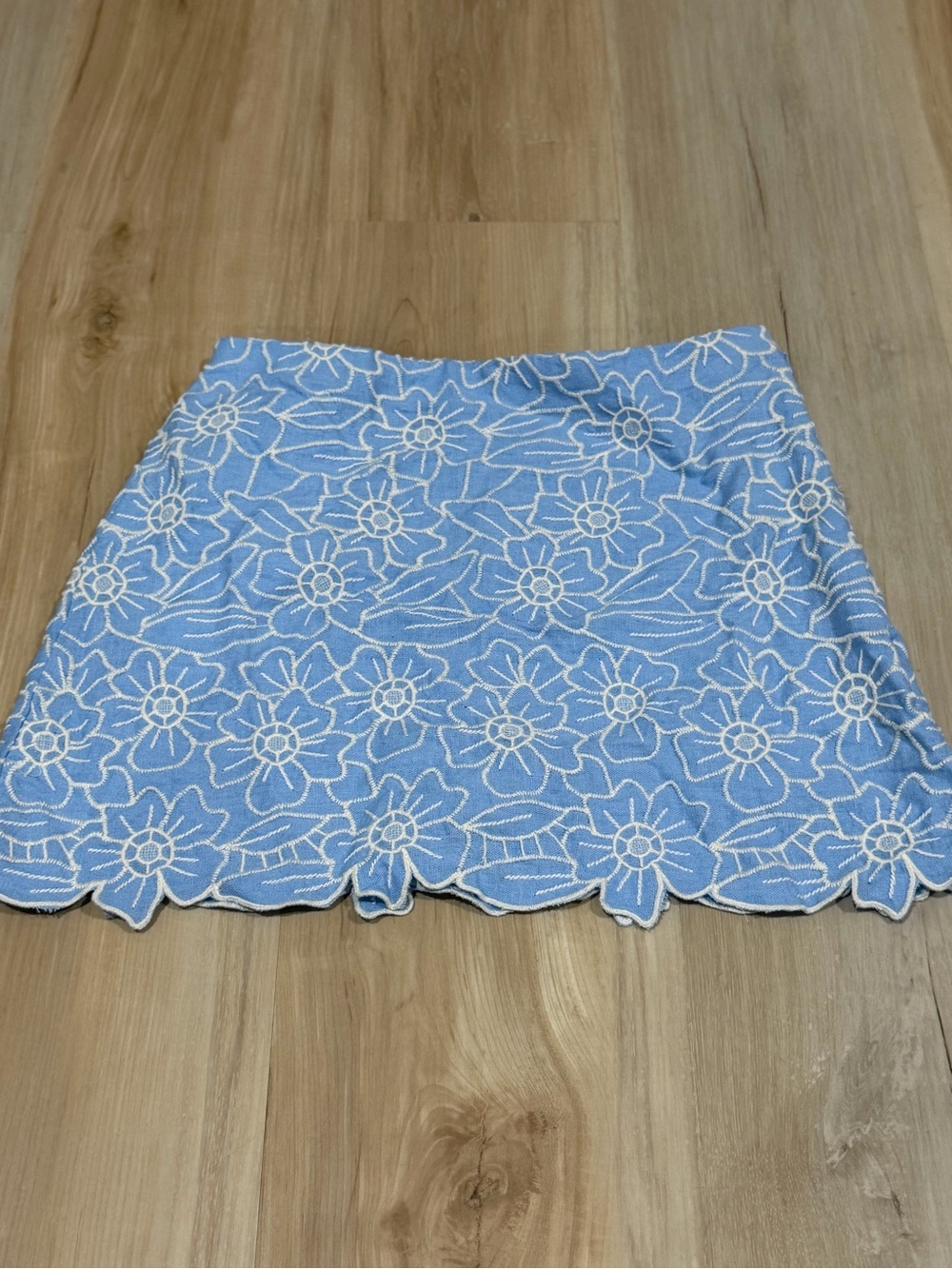 Abercrombie & Fitch Light Blue Floral Lace Mini Skirt
